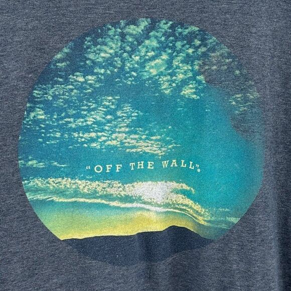Vans "Off The Wall" Mountain Sky Heather Blue Skateboard Graphic Tee Size Large - Picture 3 of 5